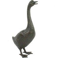 Solstice Sculptures Goose Tall 66Cm Aluminium Dark Verdigris, Green
