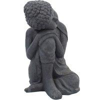 Solstice Sculptures Buddha Crouching 58Cm Grey Charcoal Effect