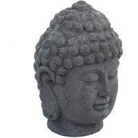 Solstice Sculptures Buddha Head 42Cm Grey Charcoal Effect, Grey