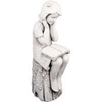 Solstice Sculptures Julie Reading Girl 86Cm White Stone Effect, White