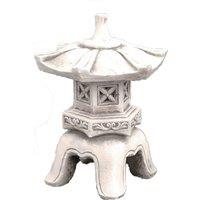 Solstice Sculptures Pagoda Low 40Cm Antique Stone Effect, Grey