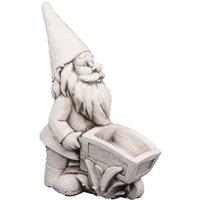 Solstice Sculptures Wheelbarrow Gnome 60Cm Antique Stone Effect, Grey