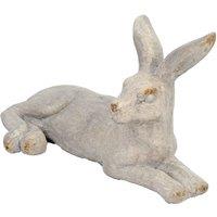 Solstice Sculptures Hare Lying 24Cm Weathered Light Stone Effect, Grey