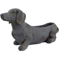 Solstice Sculptures Sausage Dog Planter 30Cm Blue Iron Effect, Blue
