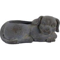Solstice Sculptures Dog Planter 15Cm Blue Iron Effect, Blue