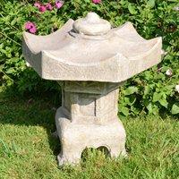 Solstice Sculptures Pagoda Lantern Small 40Cm Weathered Dark Stone Effect, Grey