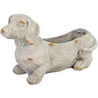 Solstice Sculptures Sausage Dog Planter 30Cm Weathered Light Stone Effect, Grey
