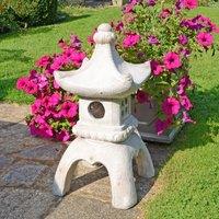 Solstice Sculptures Pagoda Lantern Large 63Cm Weathered Light Stone Effect, Grey