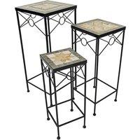 Summer Terrace Brava Square Plantstand Set of 3 Tall, Grey