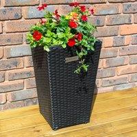 Rowlinson Square Rattan Planter - Black 2 Pack, Black