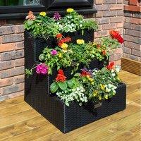 Rowlinson Tier Rattan Planter - Black, Black