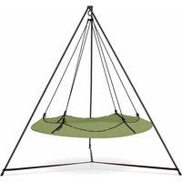 Hangout Pod 1.8M Circular Family Hammock Bed And Stand Set Sage Green And Black