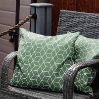 Streetwize Outdoor Pair of Scatter Cushions Green Cube, Green