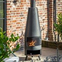Gallery Direct Pradal Chiminea with Pizza Shelf 500x500x1865mm, Black