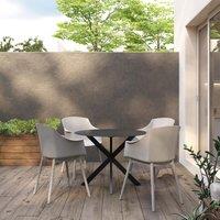 CosmoLiving Camelo Solid Resin Dining Chairs 2PK Light Gray, Grey