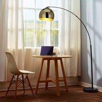Teamson Home Curved Arquer Floor Lamp Gold Shade Modern Lighting, Black