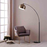 Teamson Home Arc Floor Lamp With Marble Base Antique Brass Finished Shade Vn-l00010Ab-UK, White