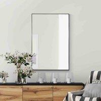 MirrorOutlet Manhattan Jet Black Aluminium Framed Modern Wall Mirror 92 x 61.5cm, Black
