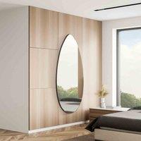 MirrorOutlet The Tear Drop Frameless Glass Wall Mirror 63" x 24" (160cm x 60cm), Black