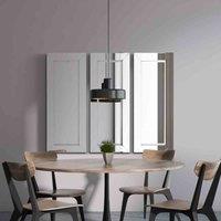 MirrorOutlet Triple Horsley All Glass Modern Panel Wall Mirror 120 x 160cm, Black