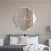 MirrorOutlet Petal Shaped Metal Wall Mirror 90x90cm Cream