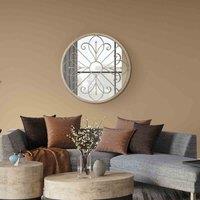 MirrorOutlet Orchid Metal Circular Decorative Wall Mirror Cream 90cm x 90cm