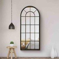 MirrorOutlet Large Metal Antique Apartment Window Mirror, Black