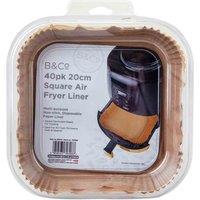 B&Co Air Fryer Square Liners 20cm X 20cm 40 Pack