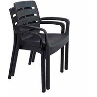 Trabella Siena Stack Chair Anthracite Pack Of 2, Grey