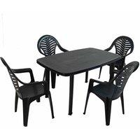 Trabella Rimini Rectangular Table With 4 Pineto Chairs Set Anthracite