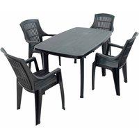 Trabella Rimini Rectangular Table With 4 Parma Chairs Set Anthracite, Grey
