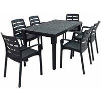 Trabella Roma Rectangular Table With 6 Siena Chairs Set Anthracite, Grey