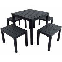 Trabella Roma Square Table With 4 Roma Bench Set Anthracite