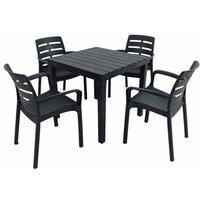 Trabella Roma Square Table With 4 Siena Chairs Set Anthracite, Grey