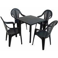 Trabella Rapino Square Table With 4 Pineto Chairs Set Anthracite, Grey