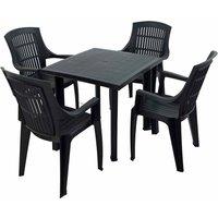 Trabella Rapino Square Table With 4 Parma Chairs Set Anthracite, Grey