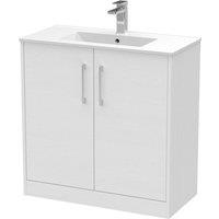 Hudson Reed Juno 800mm Floor 2 Door Vanity & Basin - White, White