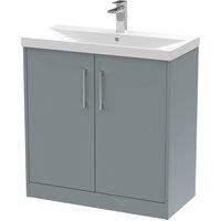 Hudson Reed Juno 800mm Floor Standing 2 Door Vanity & Thin-Edge Basin - Coastal Grey, Grey