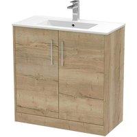 Hudson Reed Juno 800mm Floor Standing Vanity/Basin - Oak, Brown
