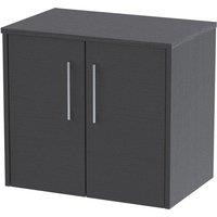 Hudson Reed Juno 600mm Wall Hung 2 Door Vanity & Worktop - Graphite Grey, Grey