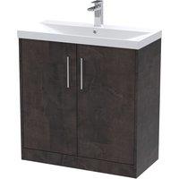 Hudson Reed Juno 800mm Floor Standing 2 Door Vanity & Thin-Edge Basin - Metallic Slate, Grey