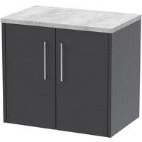 Hudson Reed Juno 600mm Wall Hung 2 Door Vanity & Bellato Grey Laminate Top - Graphite Grey, Grey