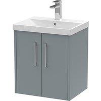Hudson Reed Juno 500mm Wall Hung 2 Door Vanity & Thin-Edge Basin - Coastal Grey, Grey