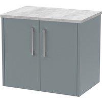 Hudson Reed Juno 600mm Wall Hung 2 Door Vanity & Bellato Grey Laminate Top - Coastal Grey, Grey