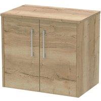 Hudson Reed Juno 600mm Wall Hung Vanity, Worktop- Autumn Oak, Brown