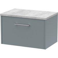 Hudson Reed Juno 600mm Wall Hung Single Drawer Vanity & Bellato Grey Laminate Top - Coastal Grey, Grey