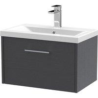 Hudson Reed Juno 600mm Wall Hung Single Drawer Vanity & Mid-Edge Basin - Graphite Grey, Grey
