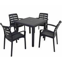 Trabella Salerno Square Table With 4 Siena Chairs Set Anthracite, Grey