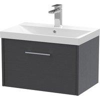 Hudson Reed Juno 600mm Wall Hung Single Drawer Vanity & Thin-Edge Basin - Graphite Grey, Grey
