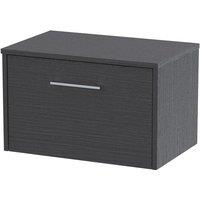 Hudson Reed Juno 600mm Wall Hung Single Drawer Vanity & Worktop - Graphite Grey, Grey
